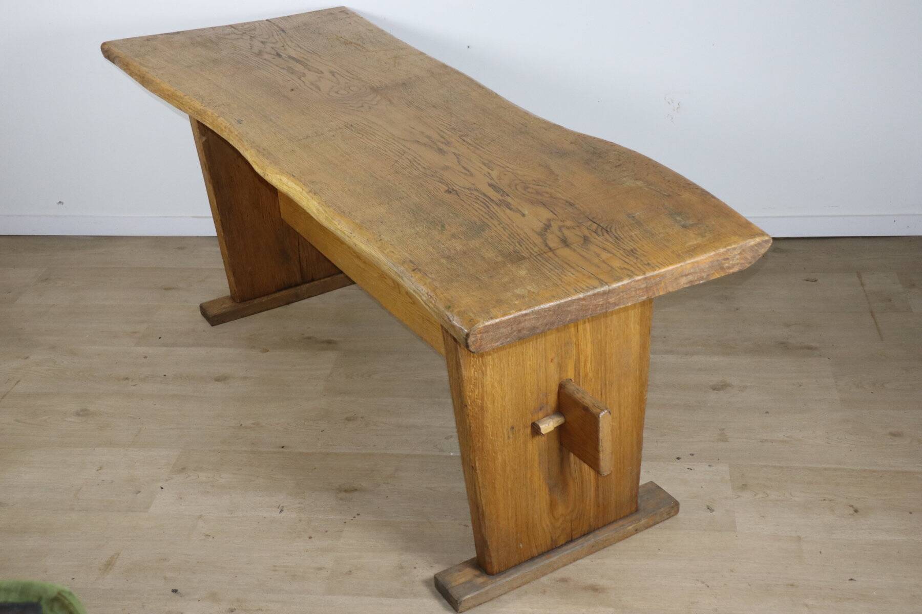 Brutalist solid wood dining table - 1950s/60s