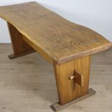 Brutalist solid wood dining table - 1950s/60s