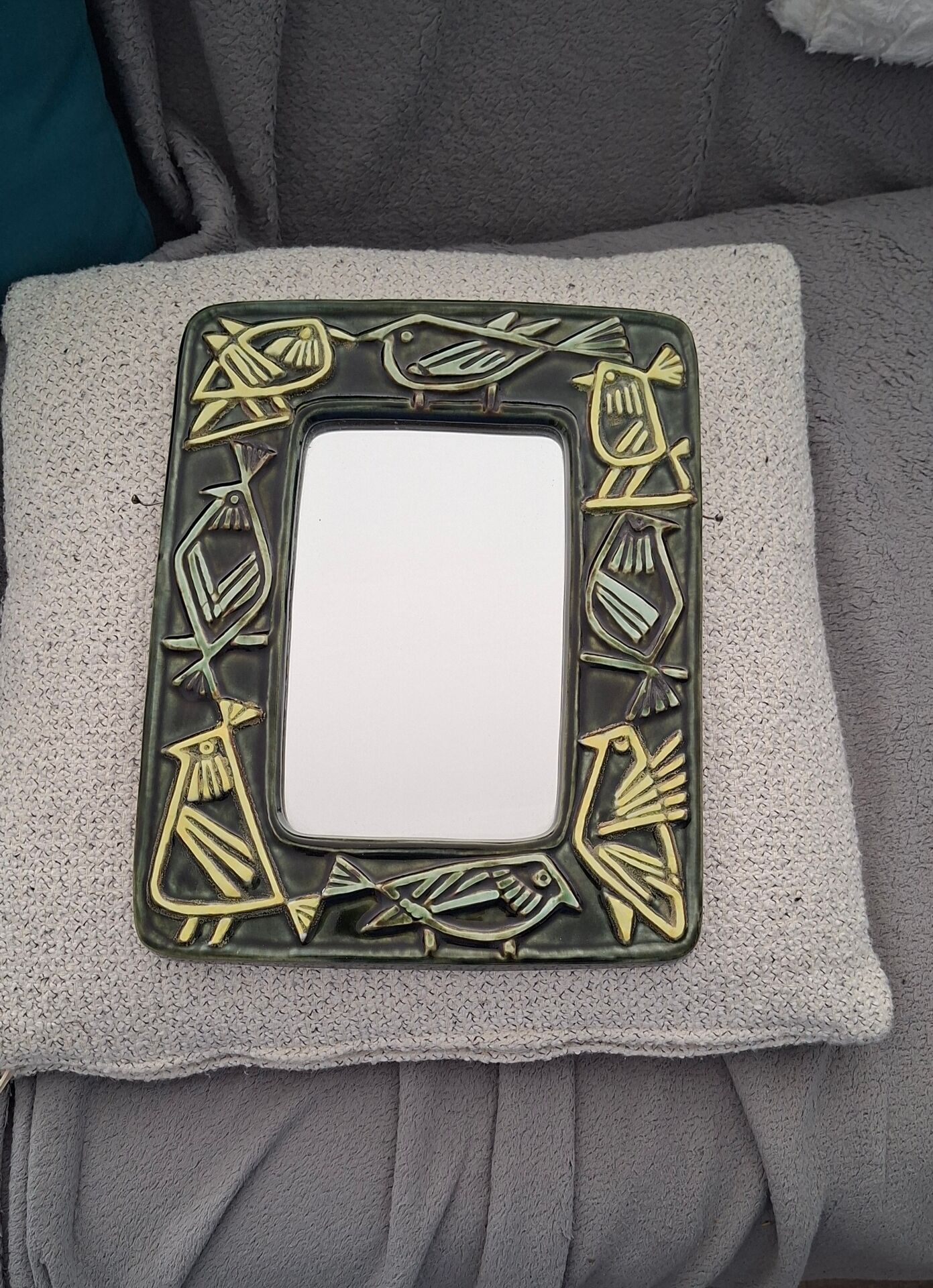 Ceramic Bird Mirror Lisa Larson Harlequin Series / Gustavsberg