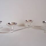 4-light silver metal candle holder
