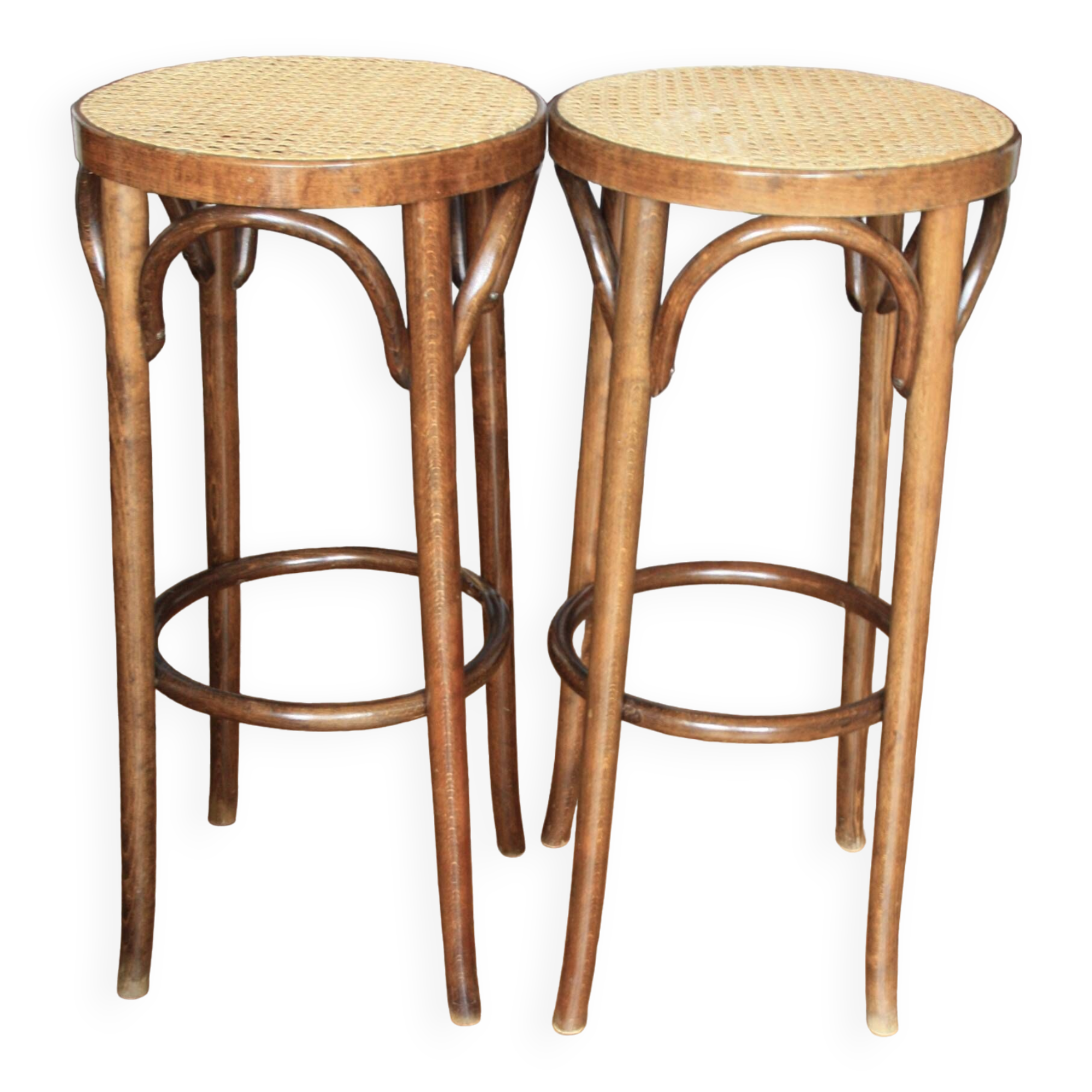 high cane and wood stool
