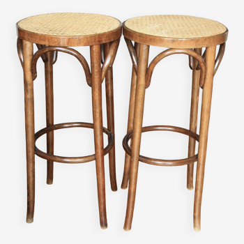 high cane and wood stool