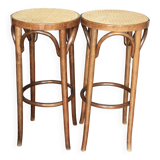 high cane and wood stool