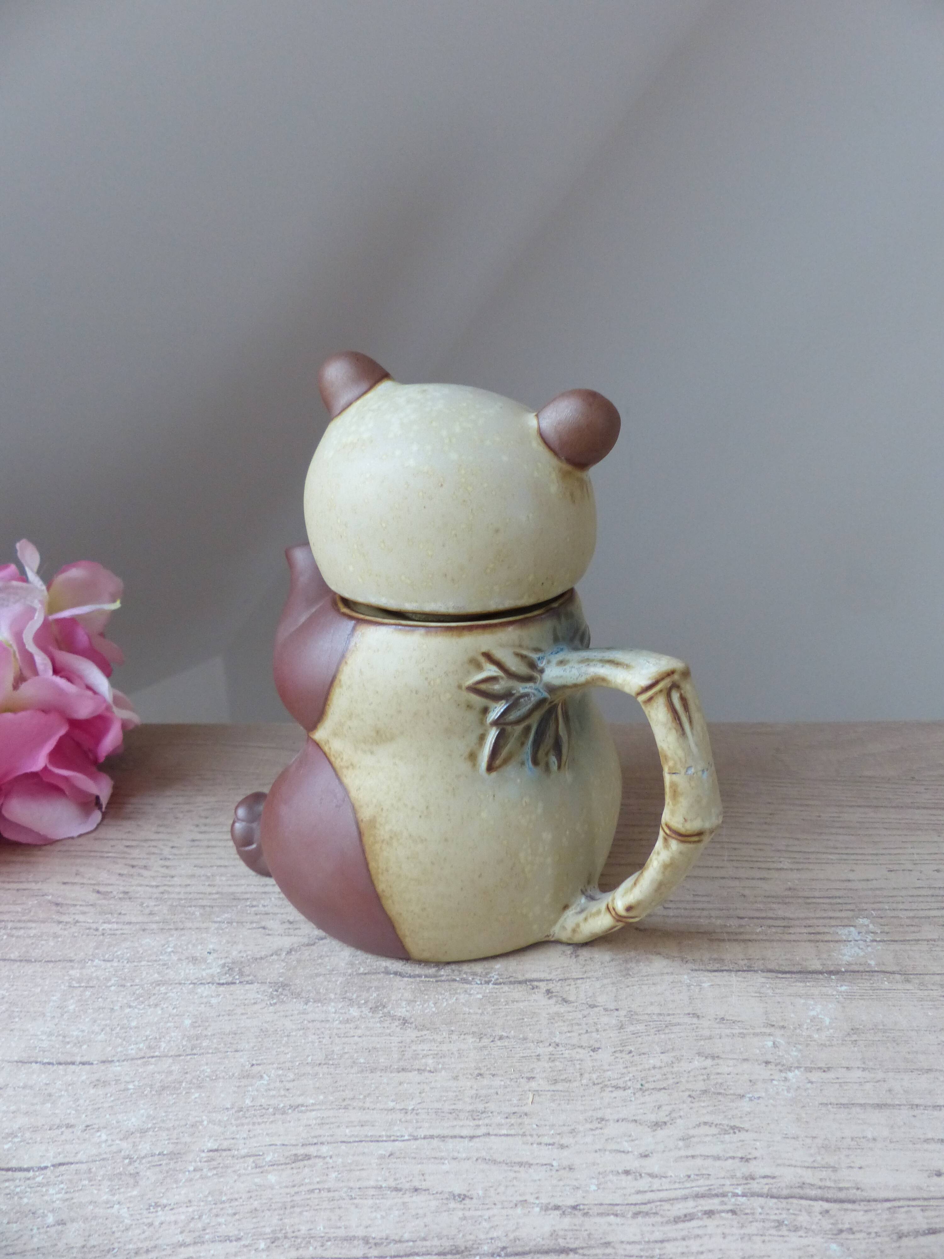 Vintage Authentic Zoomorphic Panda Teapot in Japanese Stoneware