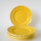 Set of 6 Badonviller lemon yellow dinner plates, 1960