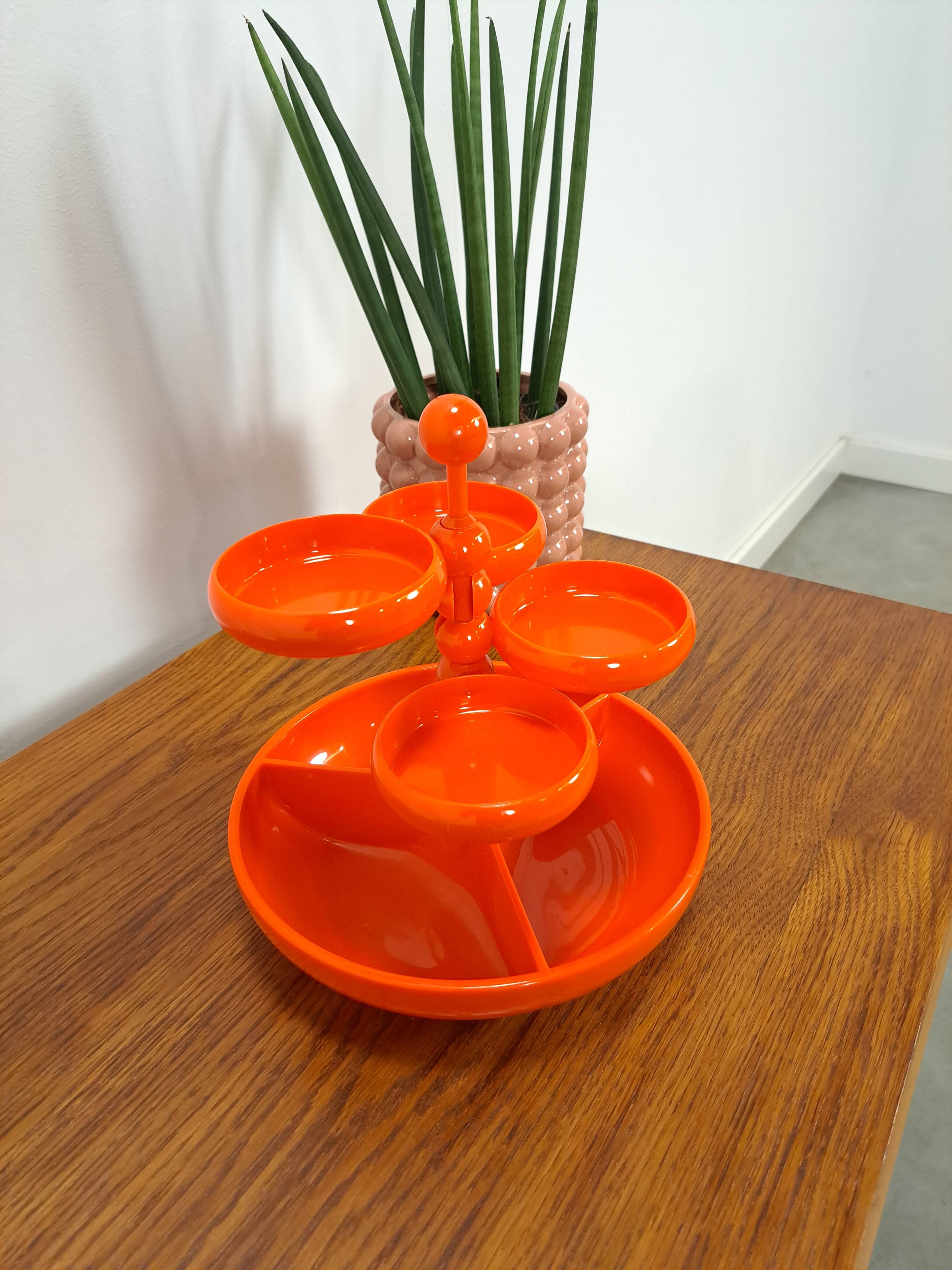 Orange plastic bowl set Emsa Germany vintage