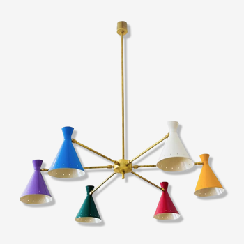 Chandelier 6 articulable arm multicolored