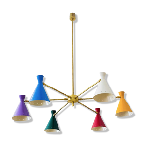 Lustre 6 bras articulable multicolore