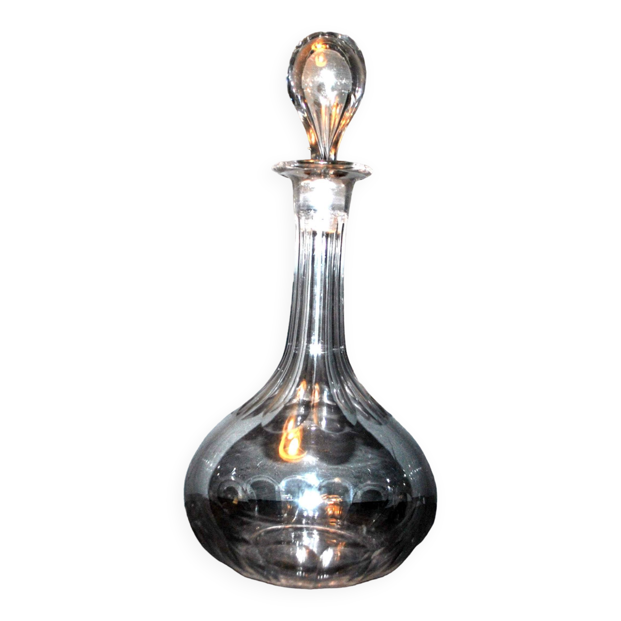 Ensemble de 2 carafes anciennes sur pied - Verre, métal