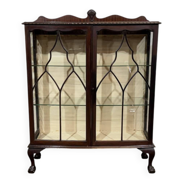 1930s English display cabinet in mahogany