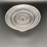 Clear glass footed plate with worked handle