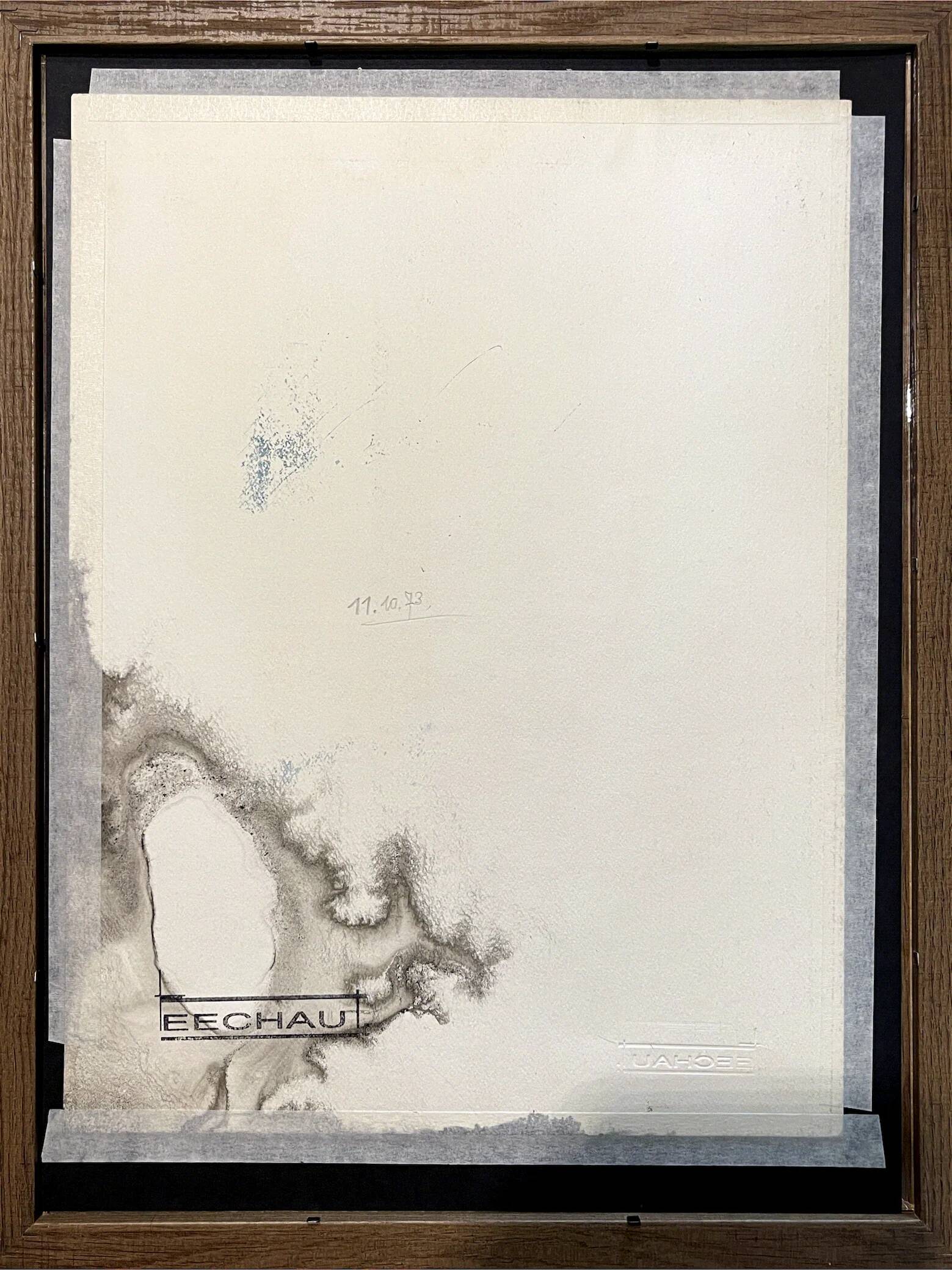 Original work on paper signed by Eugène Eechaut, created in ink and framed, 1973.