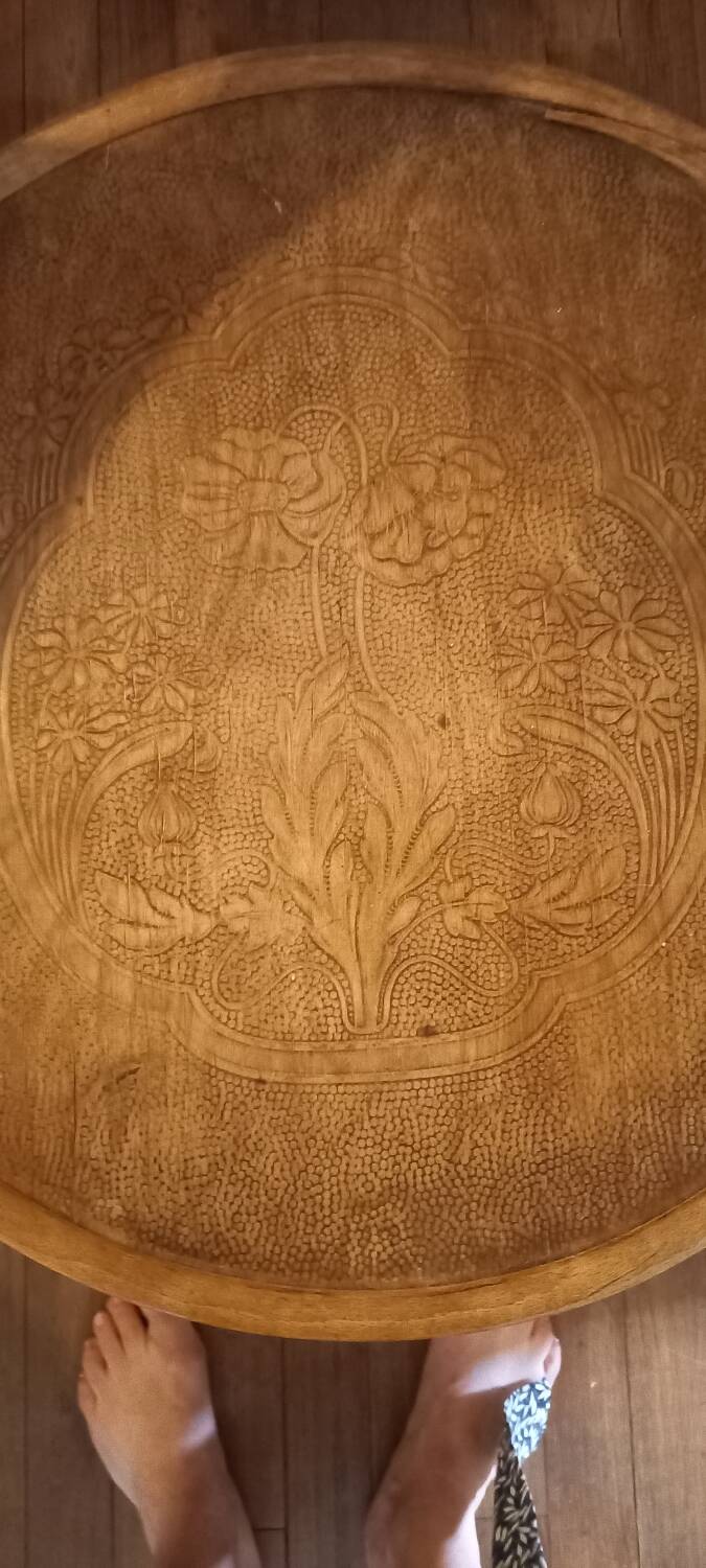 Curved wood armchair