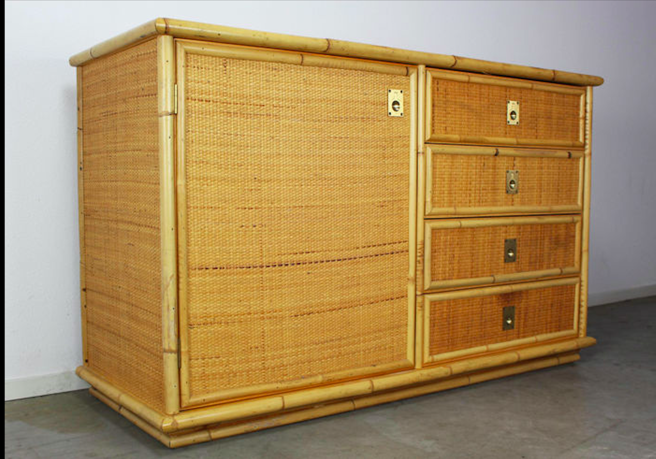 Italian line in rattan and hand-woven bamboo by Dal Vera, 1970s