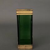 Vase 1900, glass base, bronze enclosure, antique decor