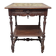 Antique French oak Side Table With Embroidered Top, late 1800s