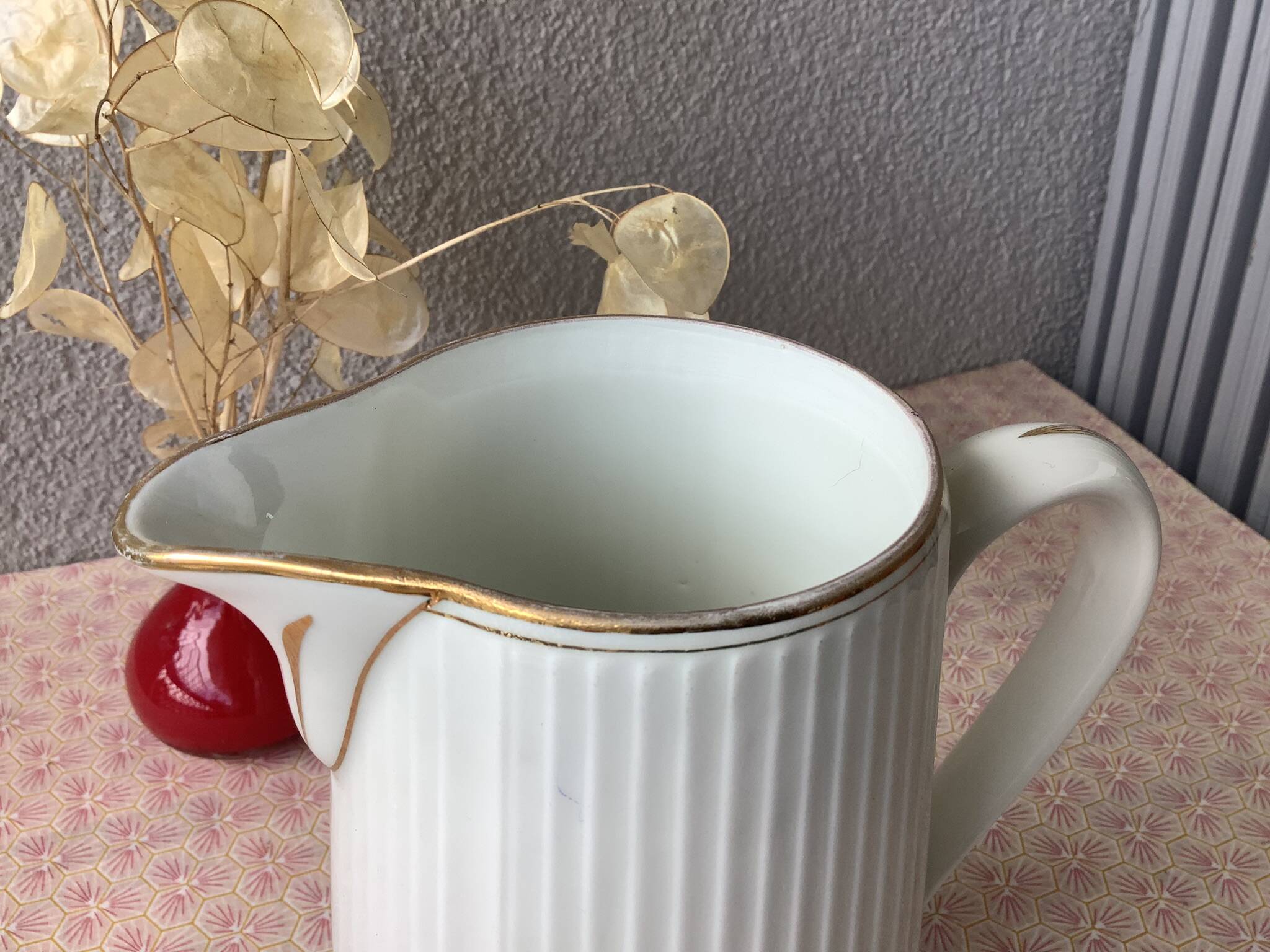 Faceted porcelain art deco pitcher