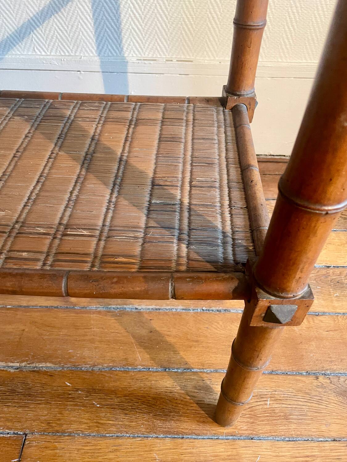 Colonial era bamboo imitation wood side table