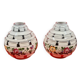 Paire de vases art-déco signé elgé - vierzon - h 20