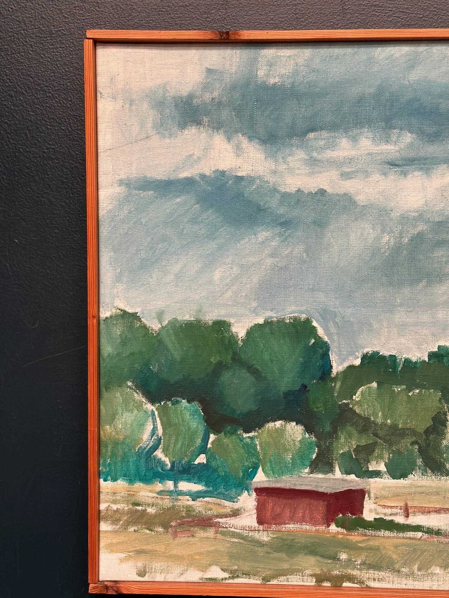 Original Swedish Oil on Canvas – “Milk Shed at Kaga” by Björn Svensk – Signed – Dated 1980 – Vintage & Framed