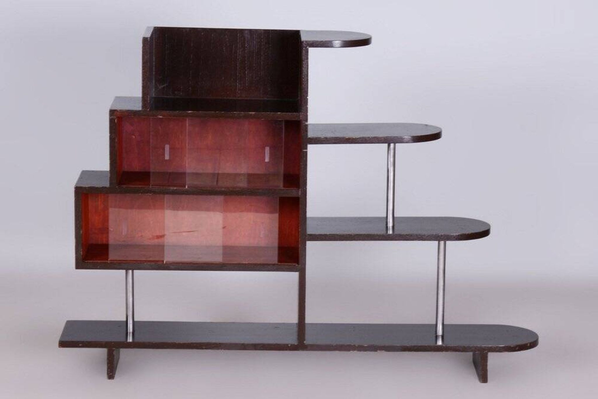 Art Deco Étagère in Oak & Chromed Steel, 1930s