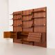 Italian mid-century teak wall unit on panels, 1970s