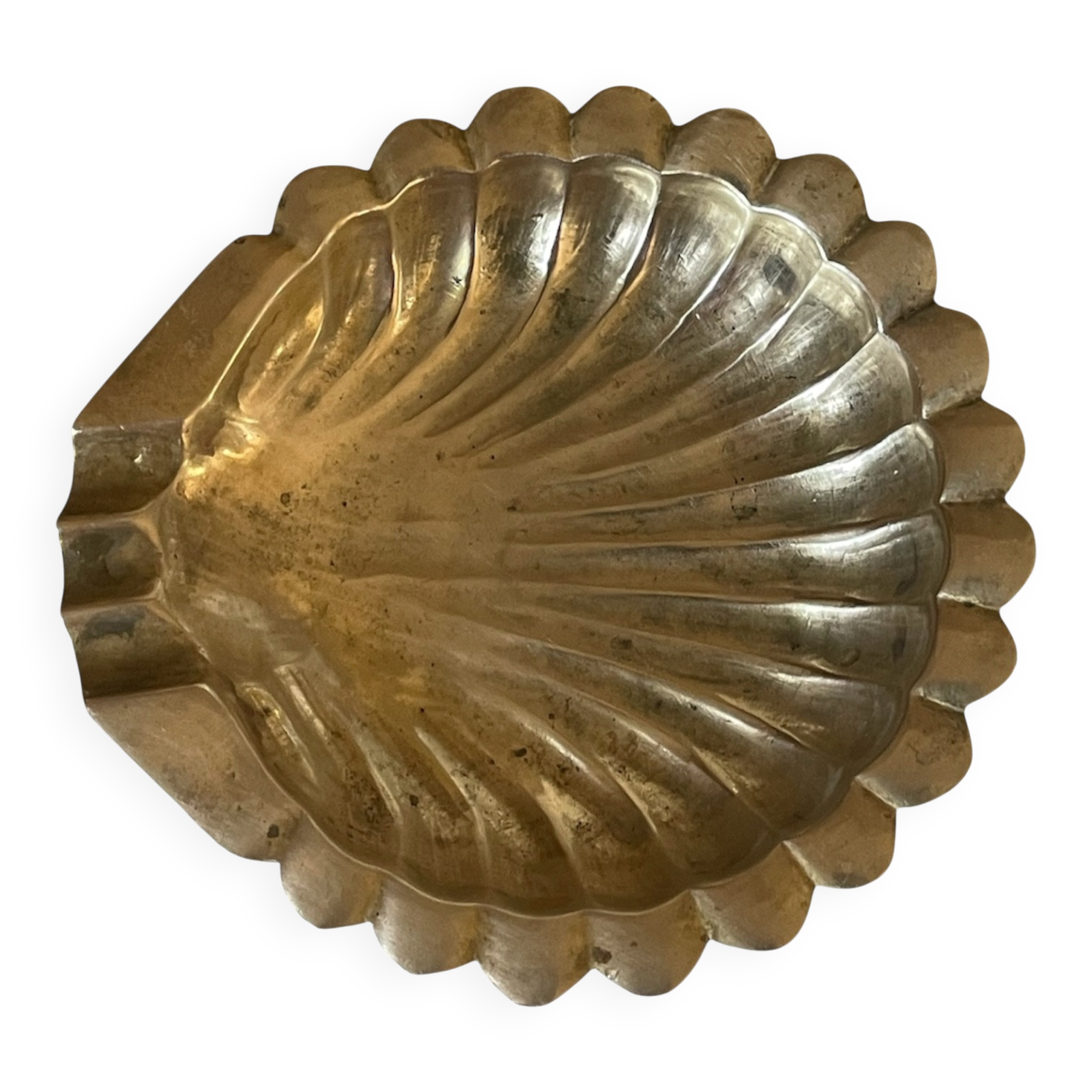 Cendrier coquille en laiton massif