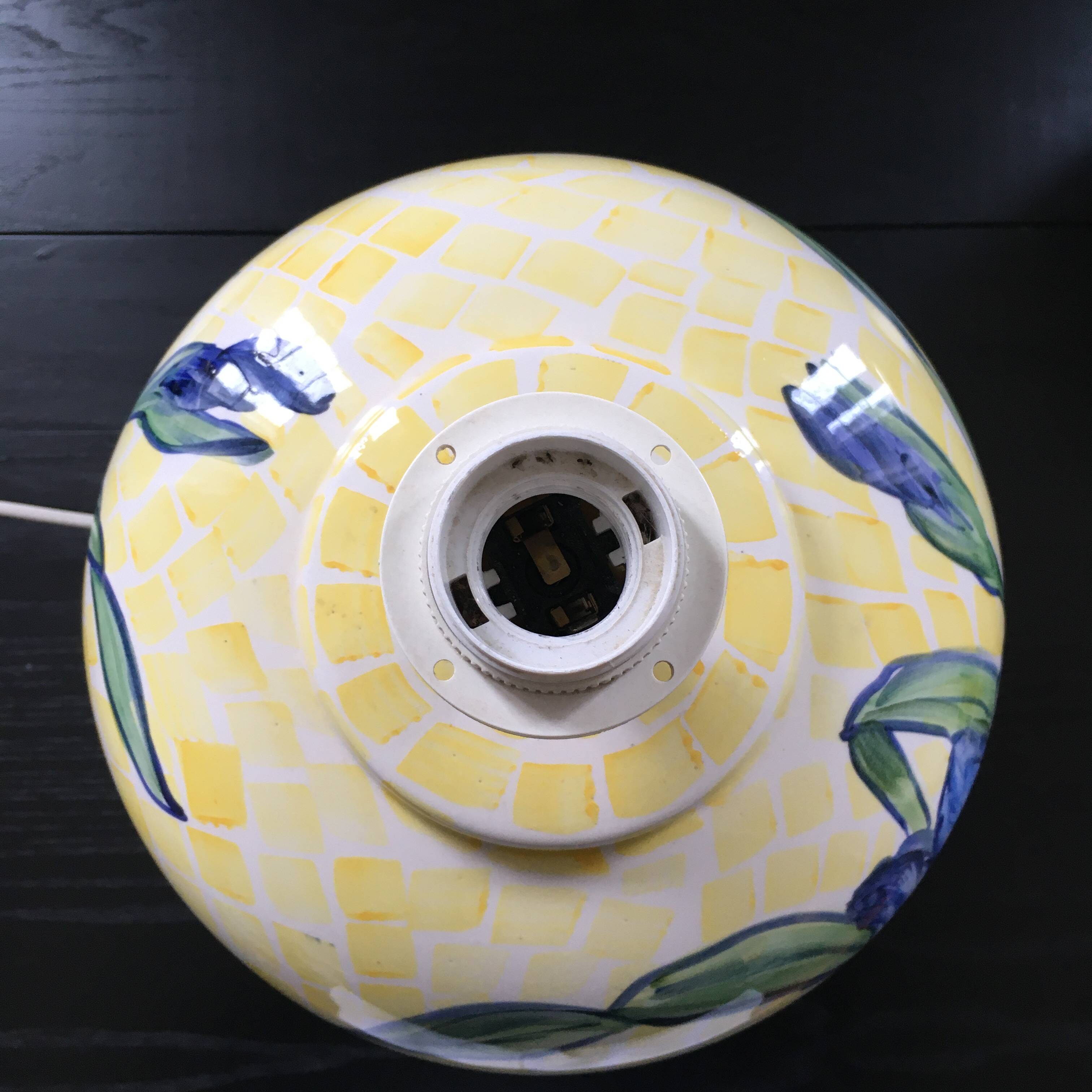 Paire de pieds de lampes italiennes décor iris