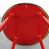 Midcentury set of 3 bar stools in red and black, 1960s-1970s