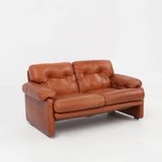 Brown Leather 2-Seater Sofa Coronado by Tobia Scarpa for B&b Italia, Italy