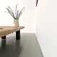 XXL oval coffee table in solid oak, cylindrical base, 1950s.