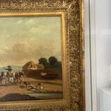 Old Painting French School Marine Port 19th Century Gaultier