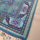 Tunisian carpet in turquoise wool and fuchsia 157x267cm