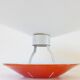 Grand plafonnier ou applique 1950 en tôle orange et blanche vintage rockabilly 50's
