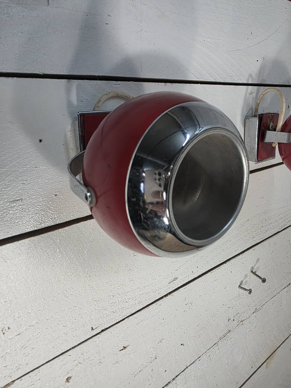 Pair of vintage chrome metal eyeball wall lights from the 70s