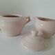 Art Deco sugar bowl and milk jug Céranord Saint-Amand pale pink
