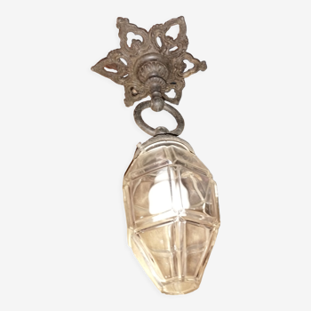Lanterne ancienne en applique, métal et verre  intérieur ou extérieur.