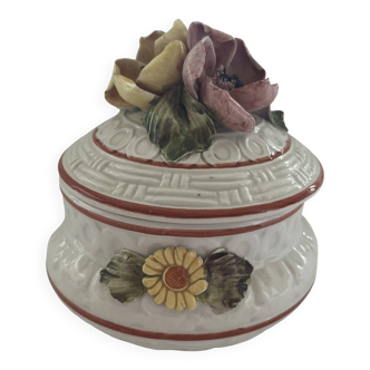 Floral barbotine porcelain candy box