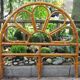 Headboard rattan, bamboo and leather vintage