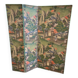 Paravent en bois de style - recouvert