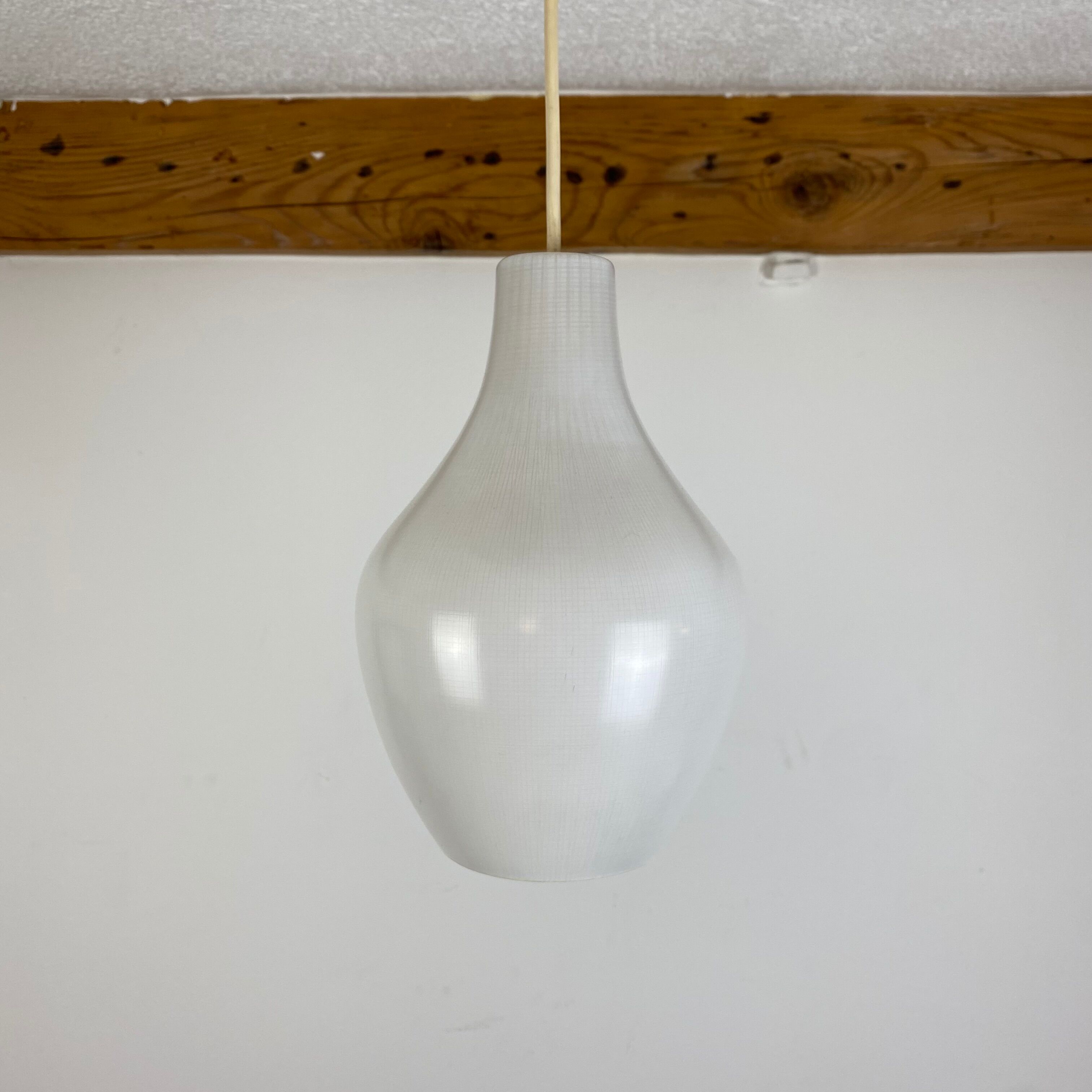 Scandinavian opaline pendant lamp drop 60s