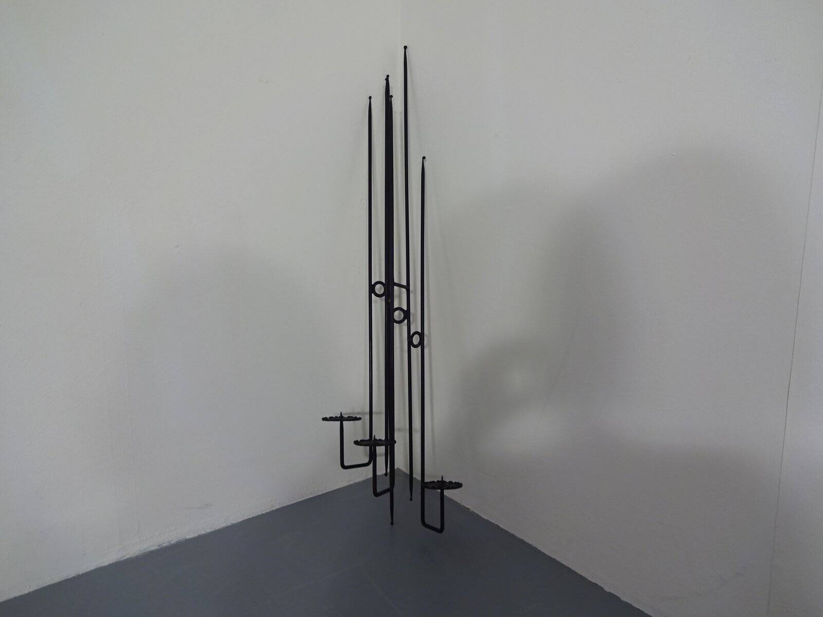 Brutalist German Iron Wall Candleholder, 1960s