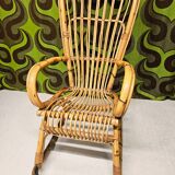 Italian rocking chair 1960 bamboo and rattan