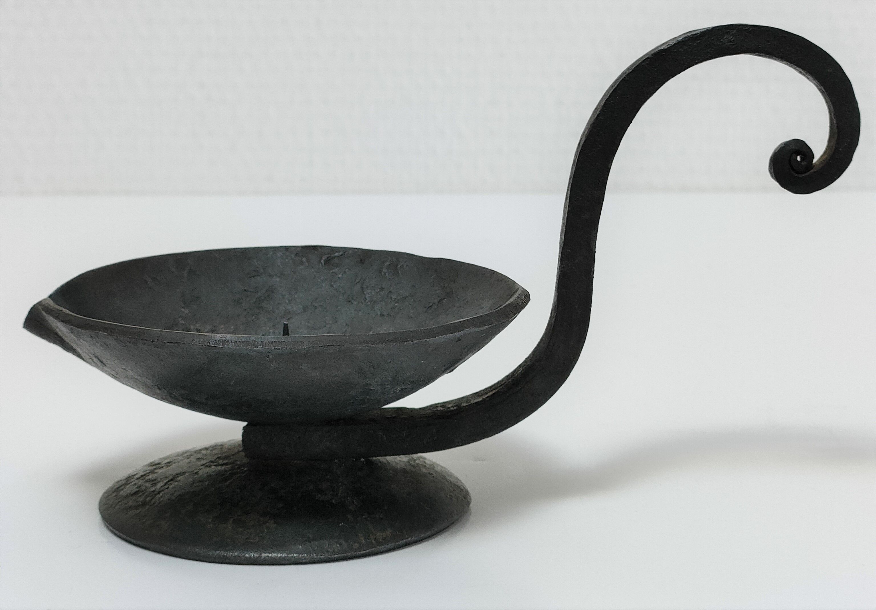 brutalist hand candle holder wrought iron 50s