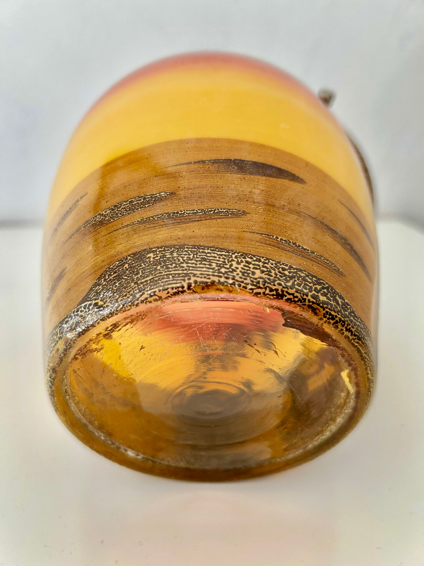 Art Deco biscuit jar in tango orange glass - Egypt Desert decor