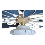 Flower suspension in linen, rattan and vintage old globe