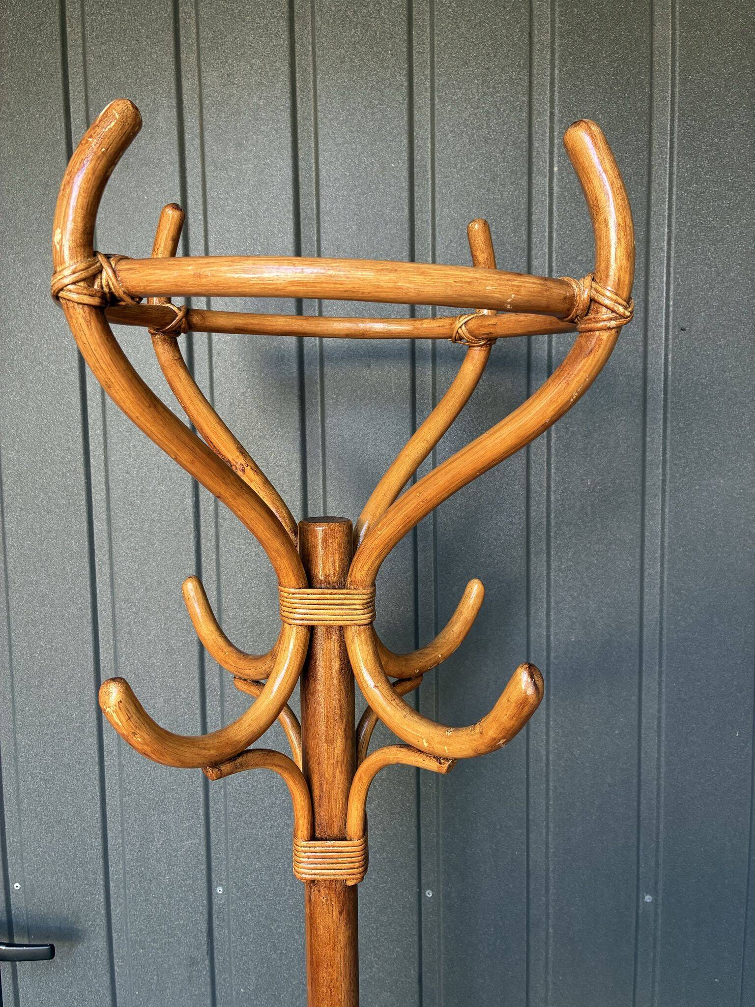 Bentwood and rattan coat stand, 1960s