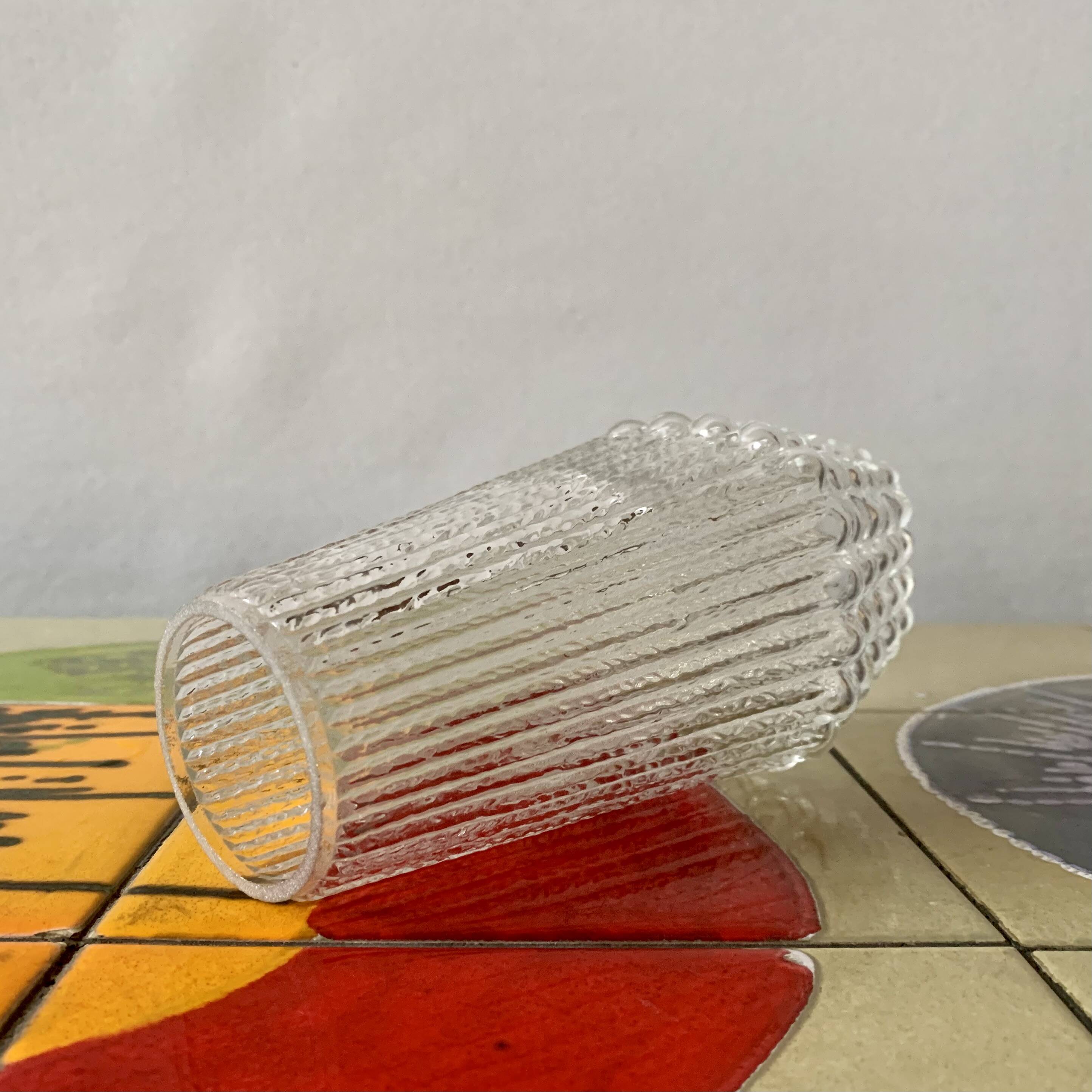 Small vintage bedside lamp in molded glass - 1950s