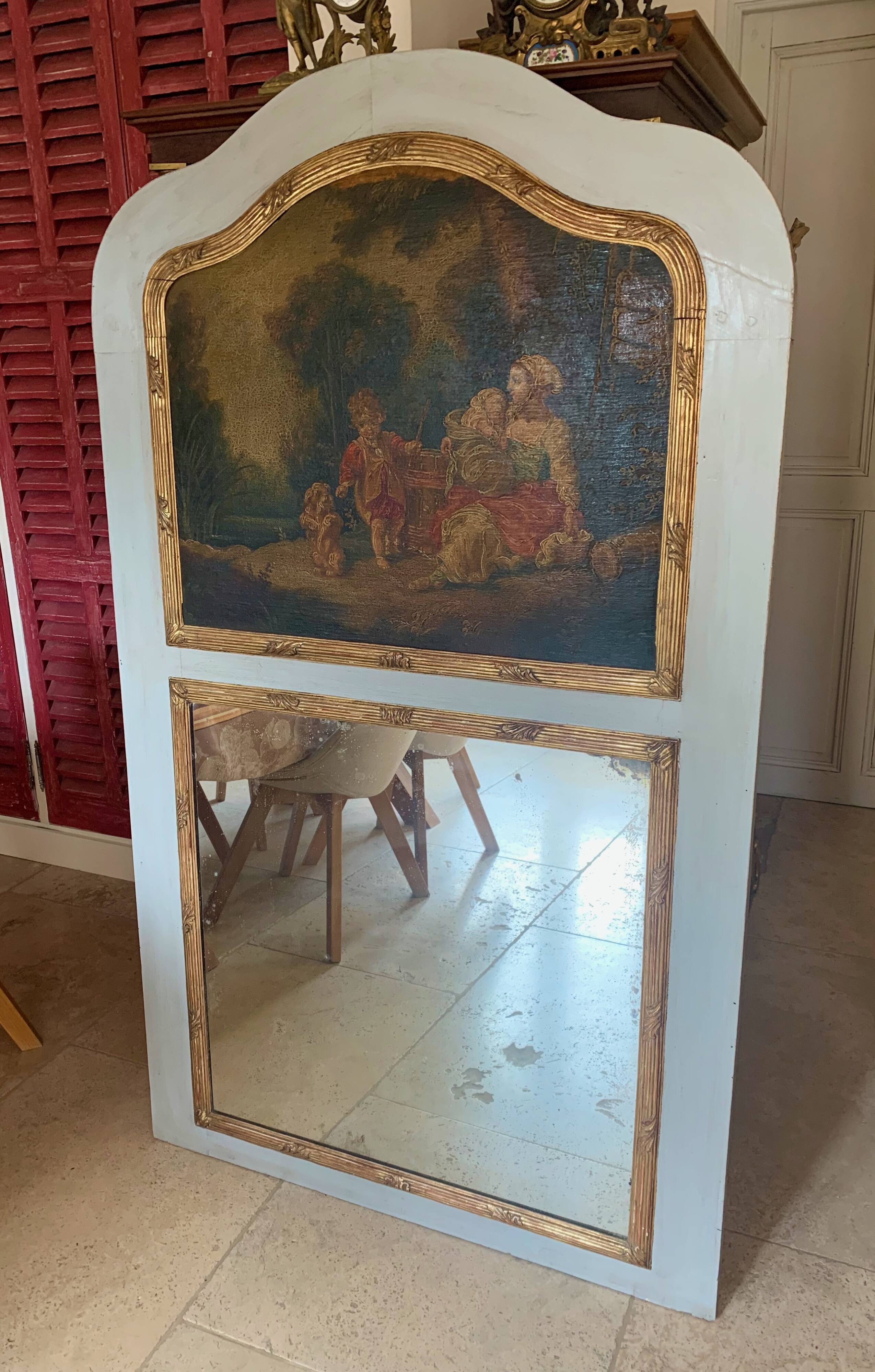 TRUMEAU Louis XVI, Large Model, in gilded wood from the 19th century