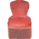Vintage pink velvet fringed armchair
